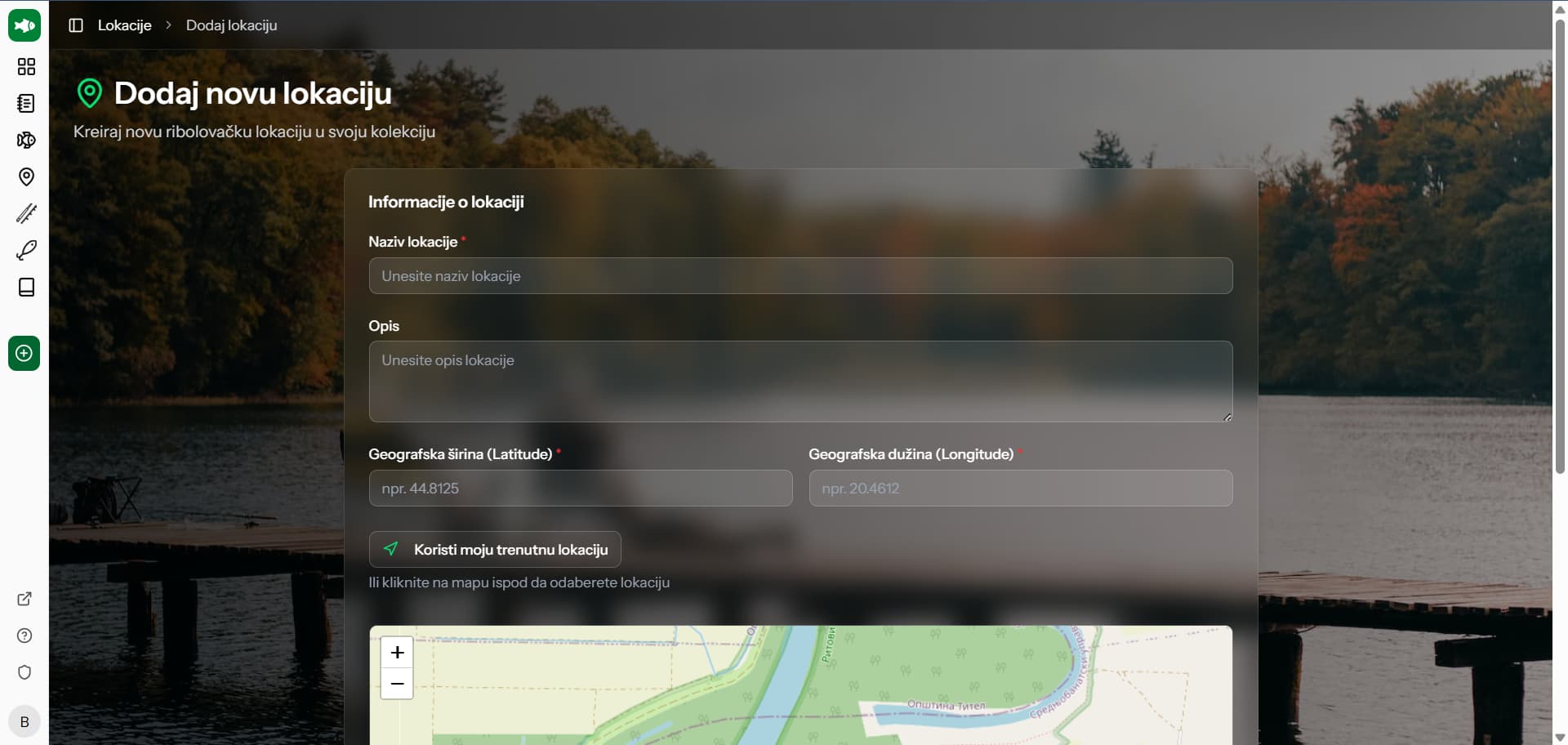 Upravljanje lokacijama na mapi
